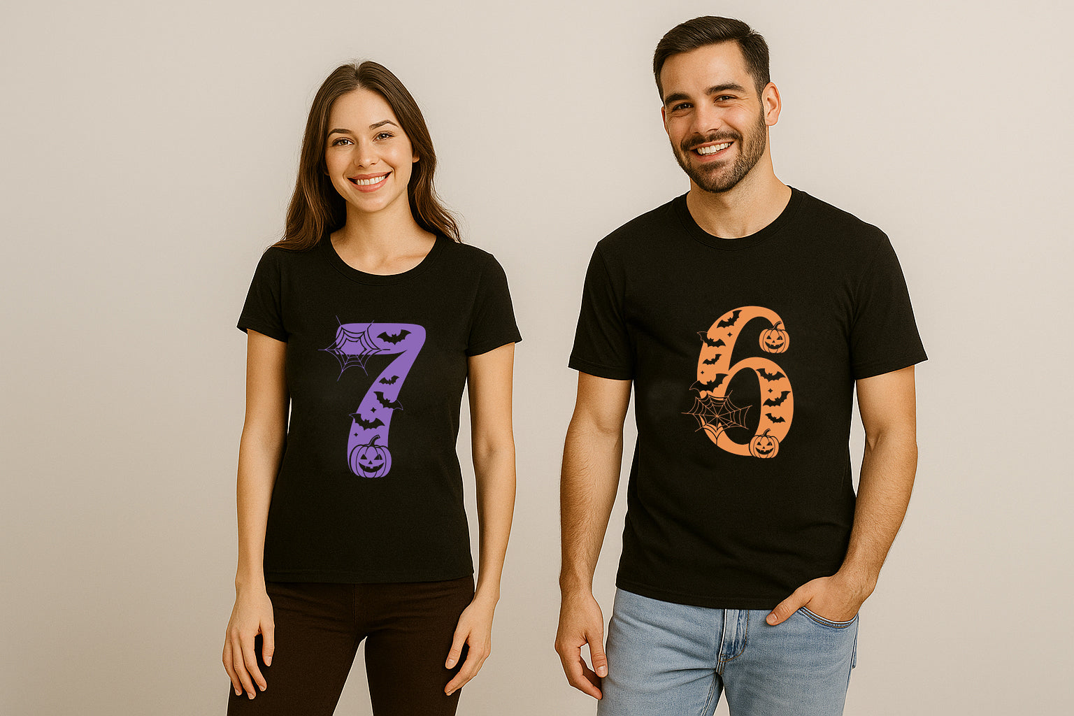 6 7 Halloween Couple T Shirt