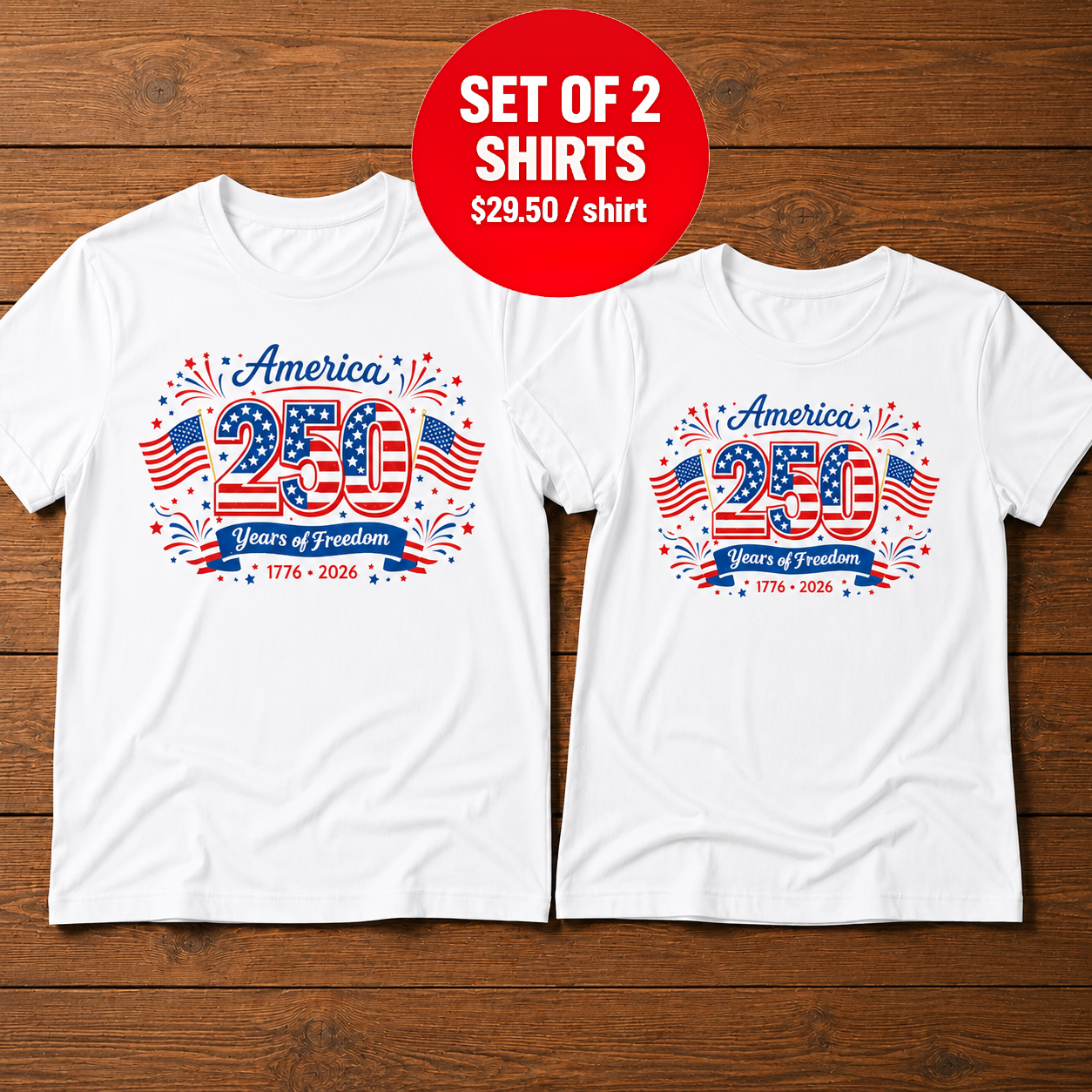 America 250 Years Of Freedom Patriotic 4th Of July T-Shirt