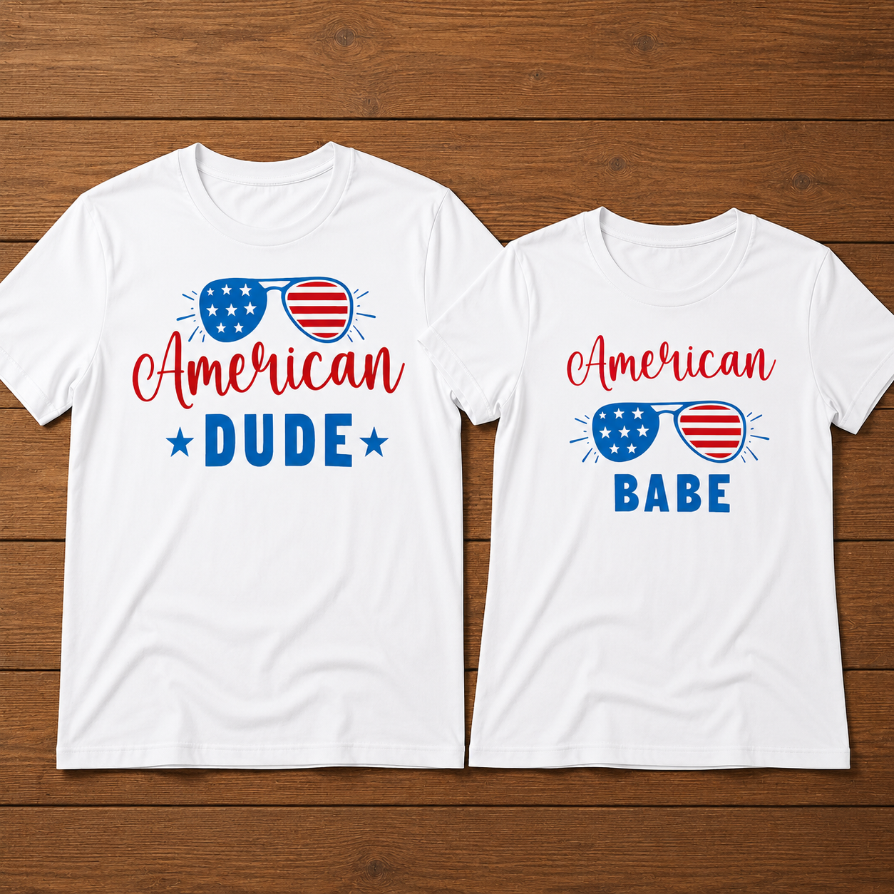 American Dude American Babe 4th Of July Matching Couple T-Shirt