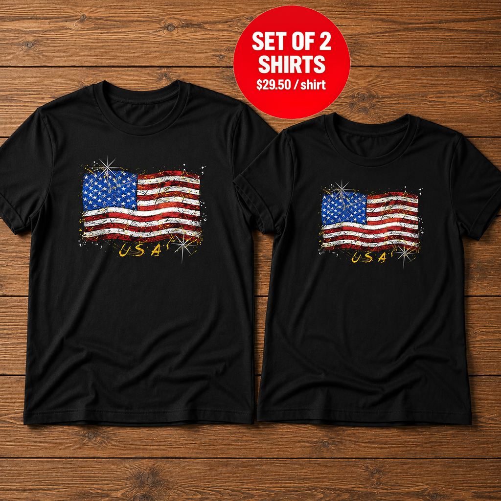 American Flag Distressed 4th of July T-Shirt