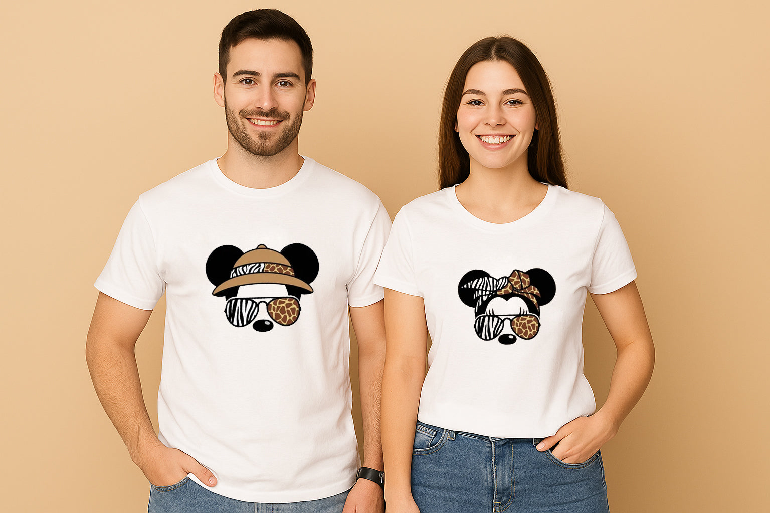 Animal Kingdom Safari Mickey Minnie Couple T Shirt