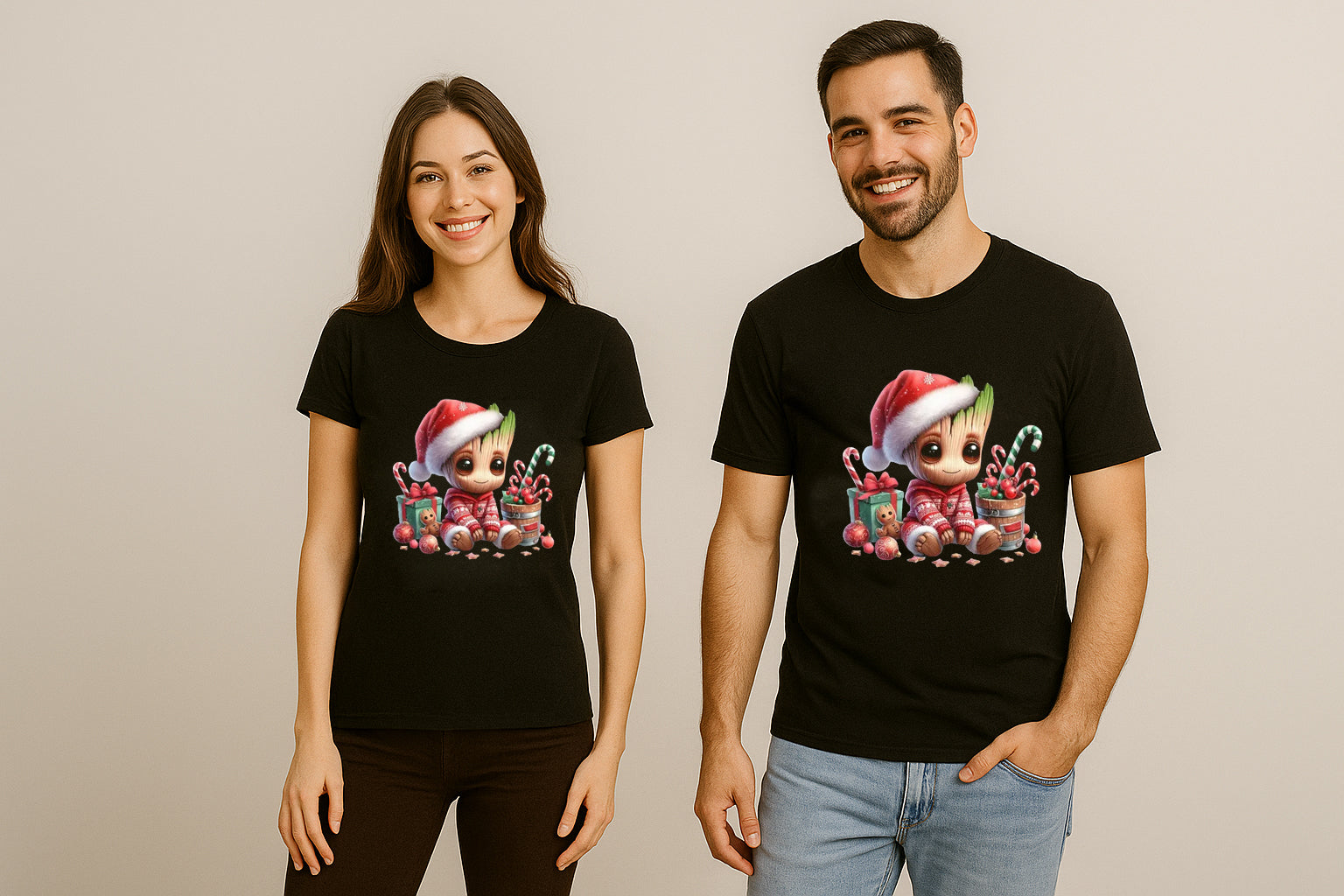 Baby Groot Christmas Couple T Shirt