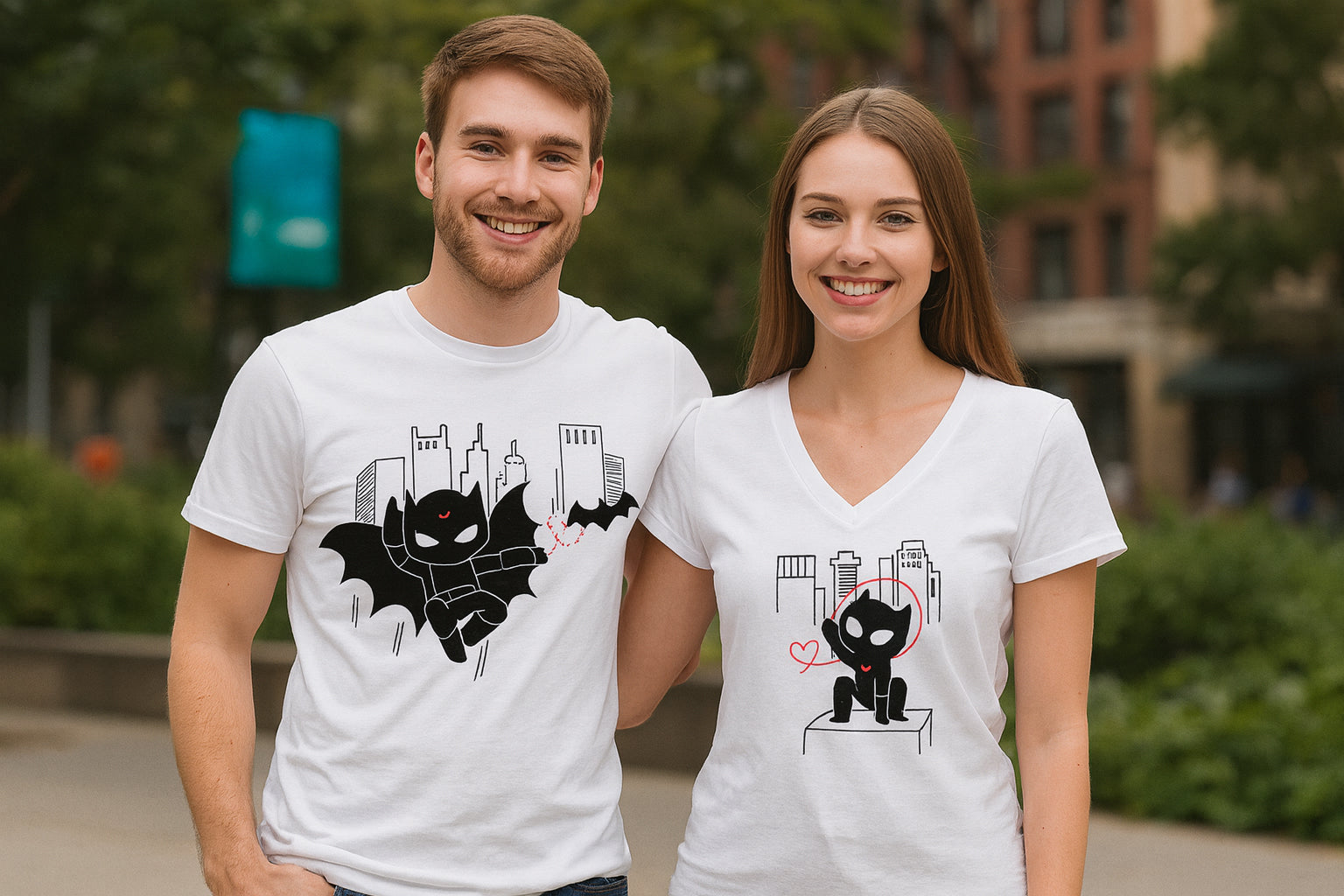 Batman Chibi Cat Woman Couple T Shirt