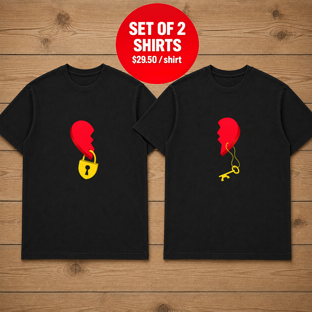 Be the key or the lock Half  Heart Couple T Shirt