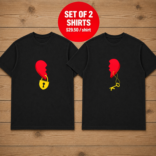 Be the key or the lock Half  Heart Couple T Shirt