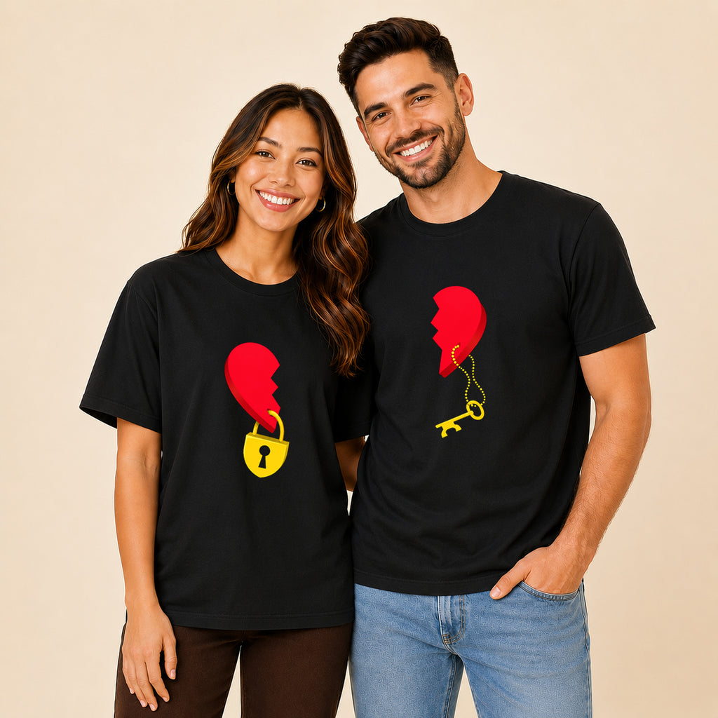 Be the key or the lock Half  Heart Couple T Shirt