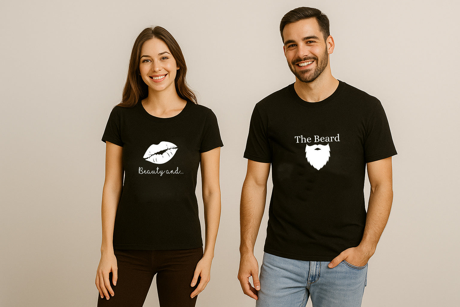 Beauty And The Beard Matching Couple T-Shirt