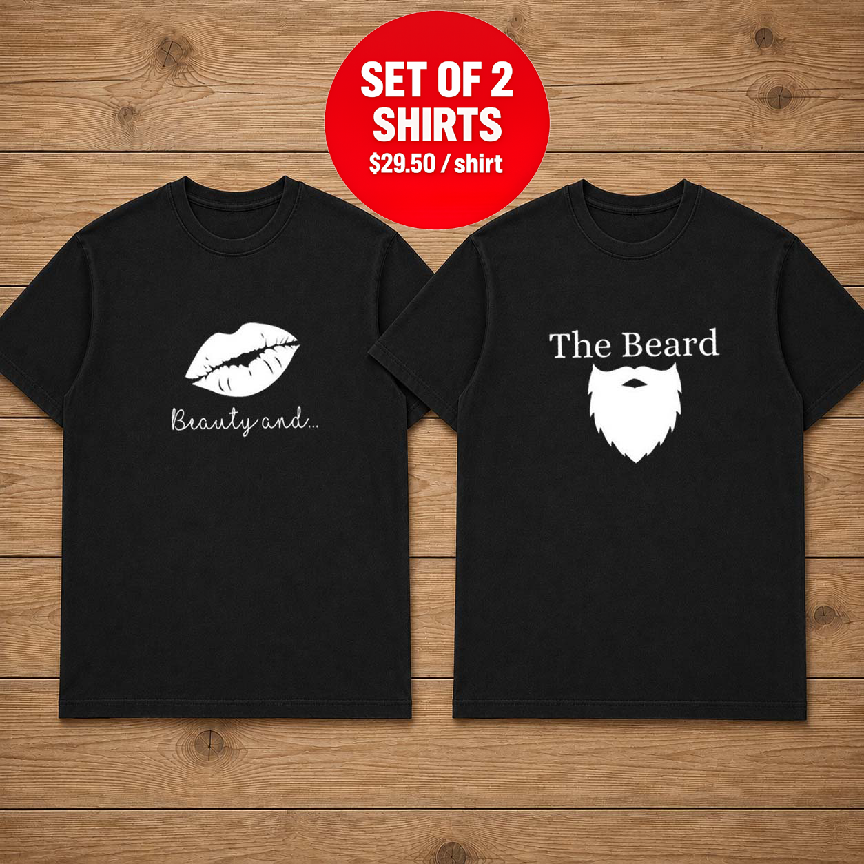 Beauty And The Beard Matching Couple T-Shirt