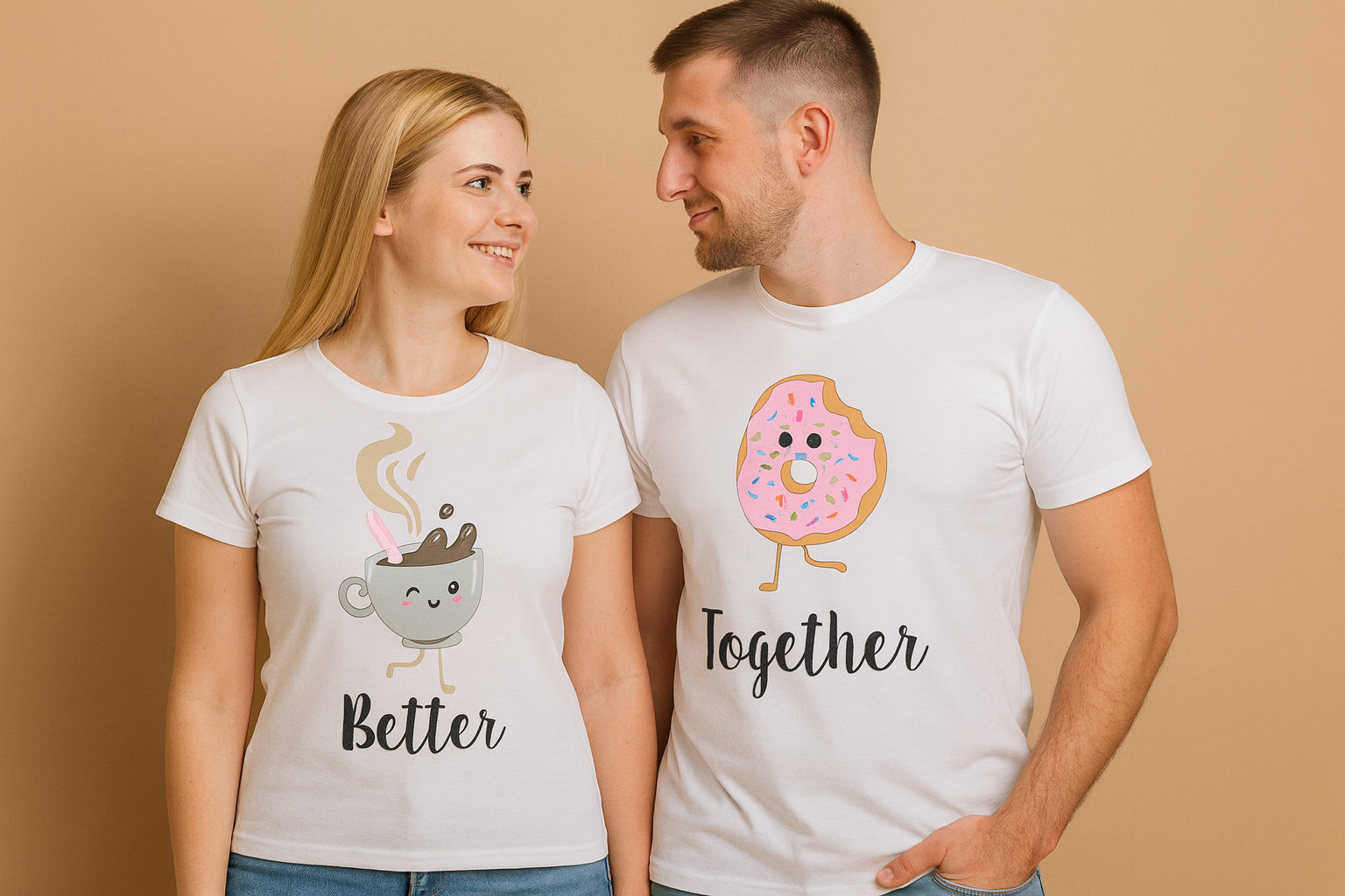 Better Together Coffee and Doughnut Couple T-Shirt