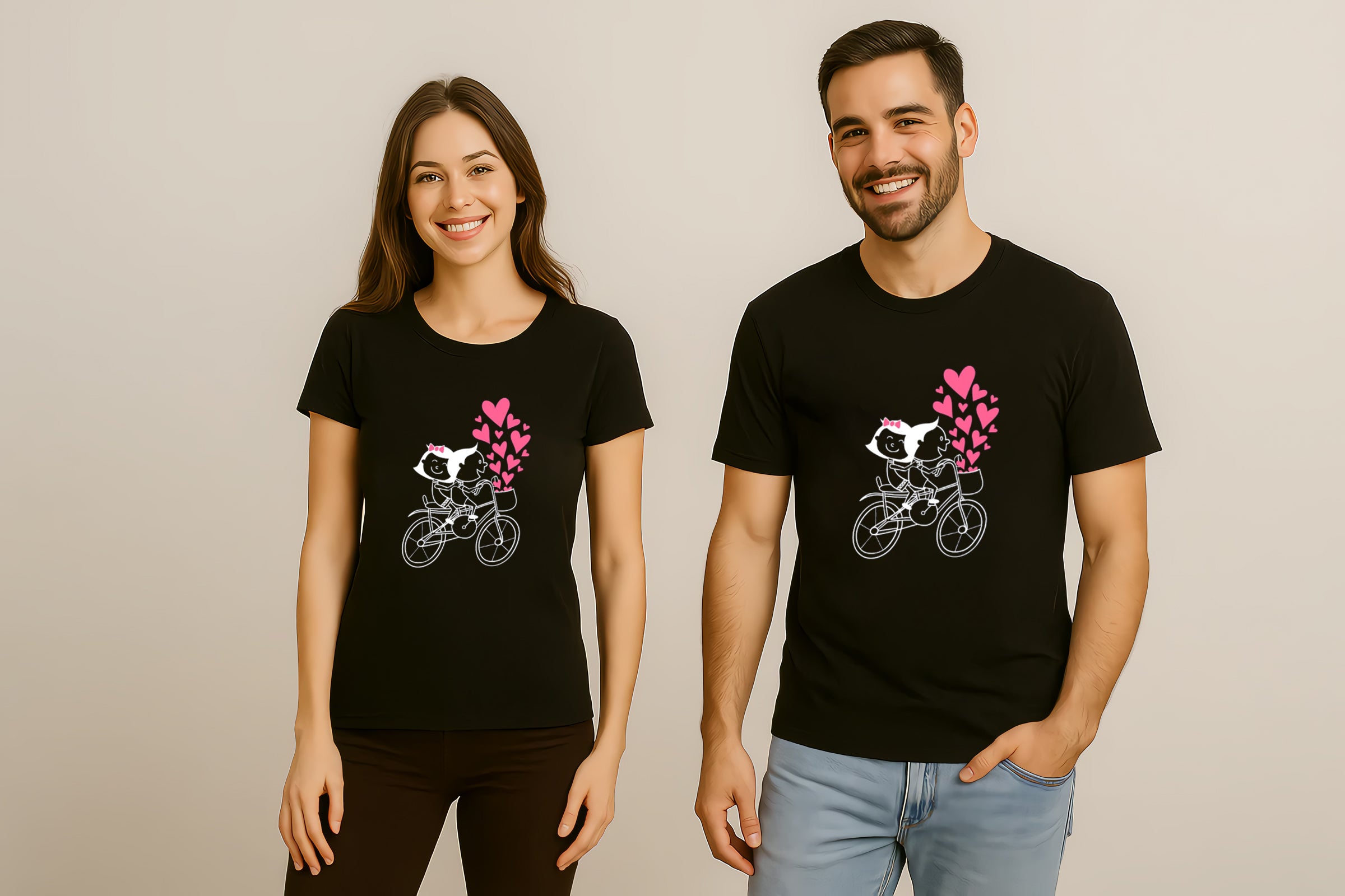 Bicycle Valentine Romantic Love Couple T-Shirt