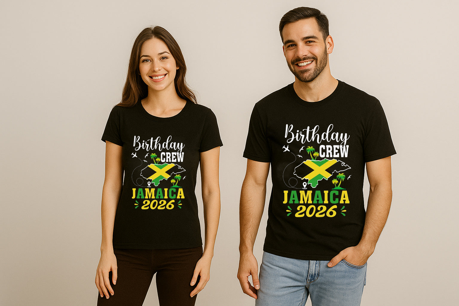 Birthday Crew Jamaica 2026 Tropical Couple T Shirt