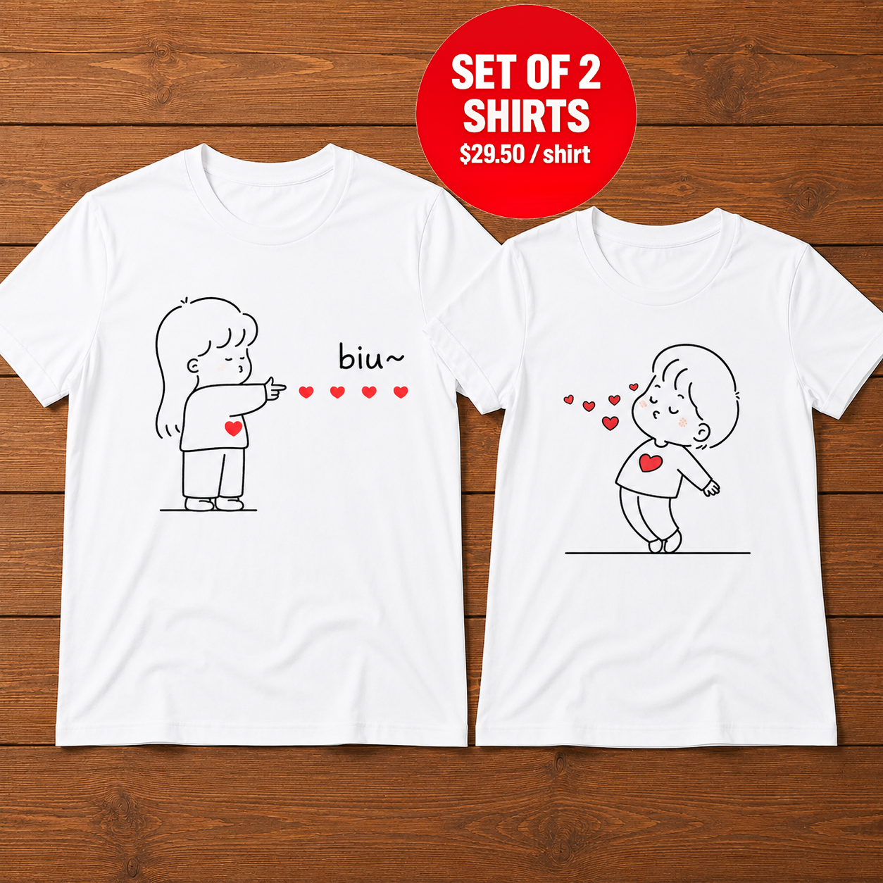 Biu Love Gun Couple T-Shirt
