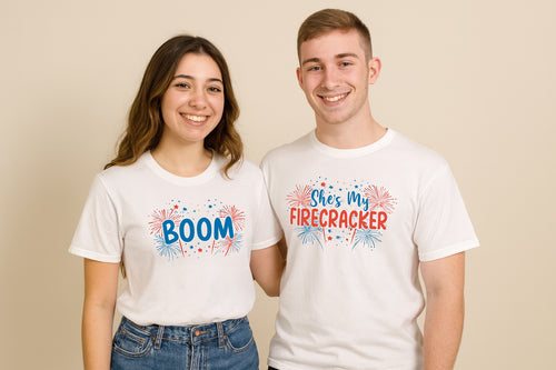 Boom Shes My Firecracker Couple T Shirt