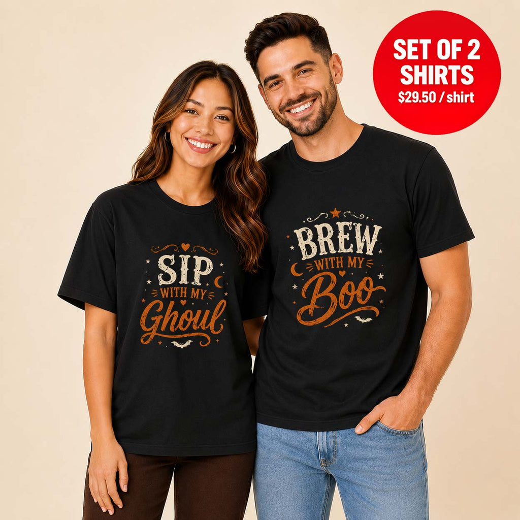 Brew With My Boo Sip With My Boo Matching Couple T-Shirt