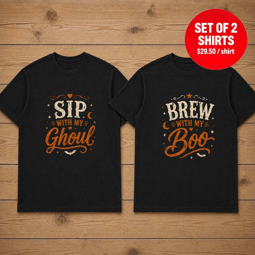 Brew With My Boo Sip With My Boo Matching Couple T-Shirt