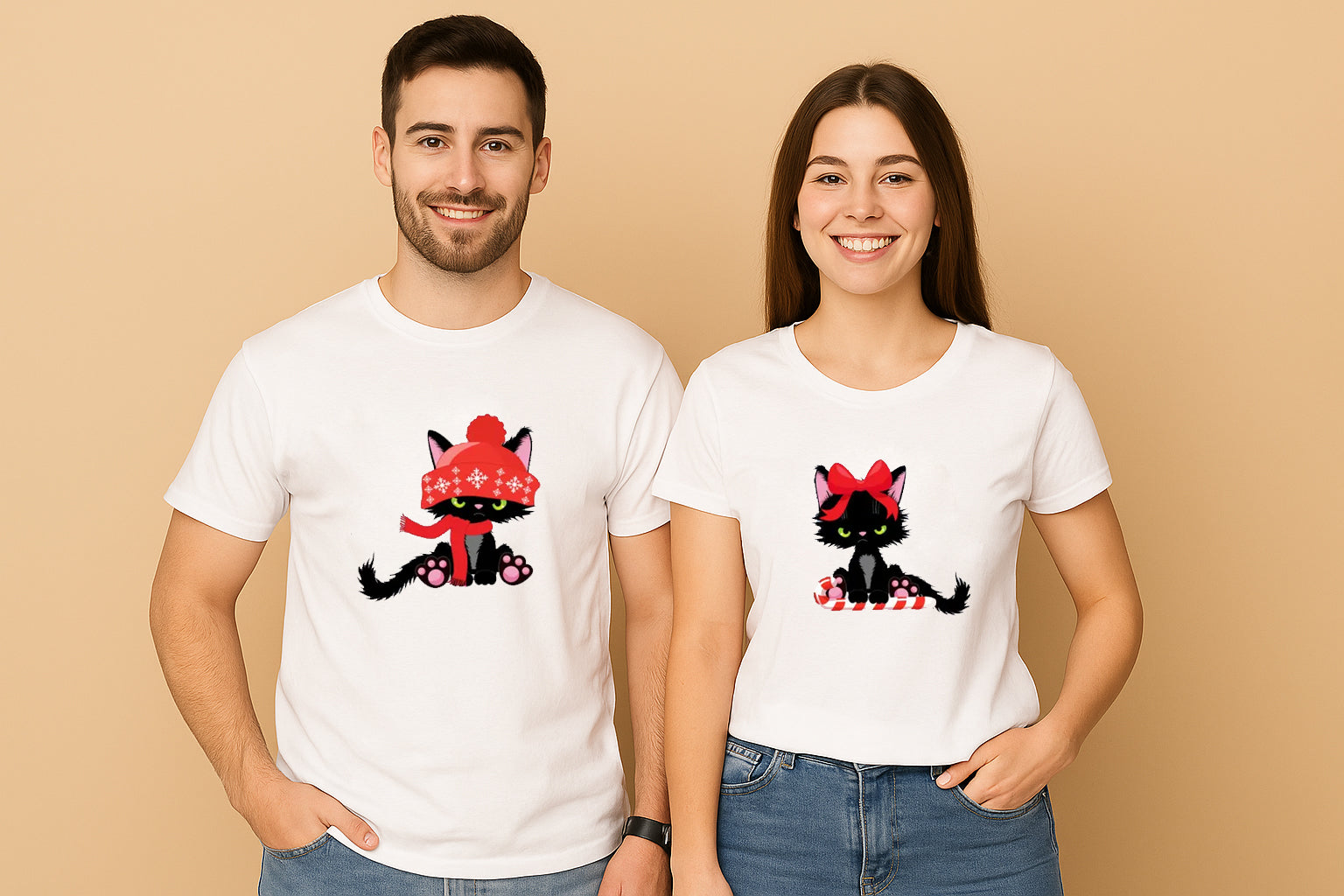 Cat Couple Christmas T Shirt