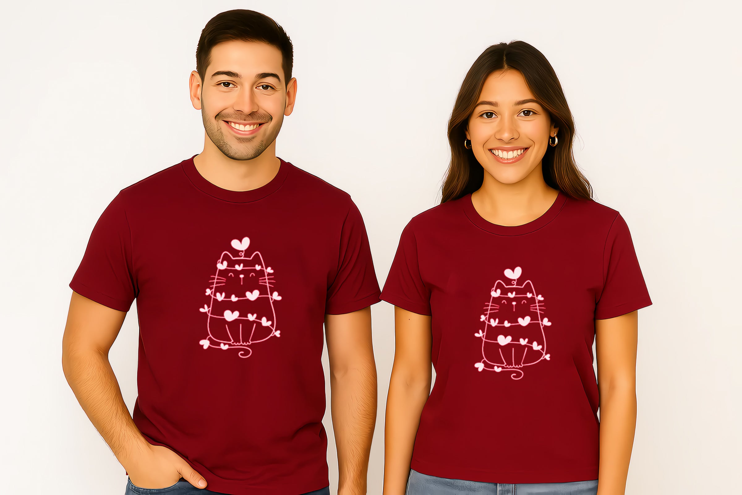 Cat Valentine Heart Couple T-Shirt