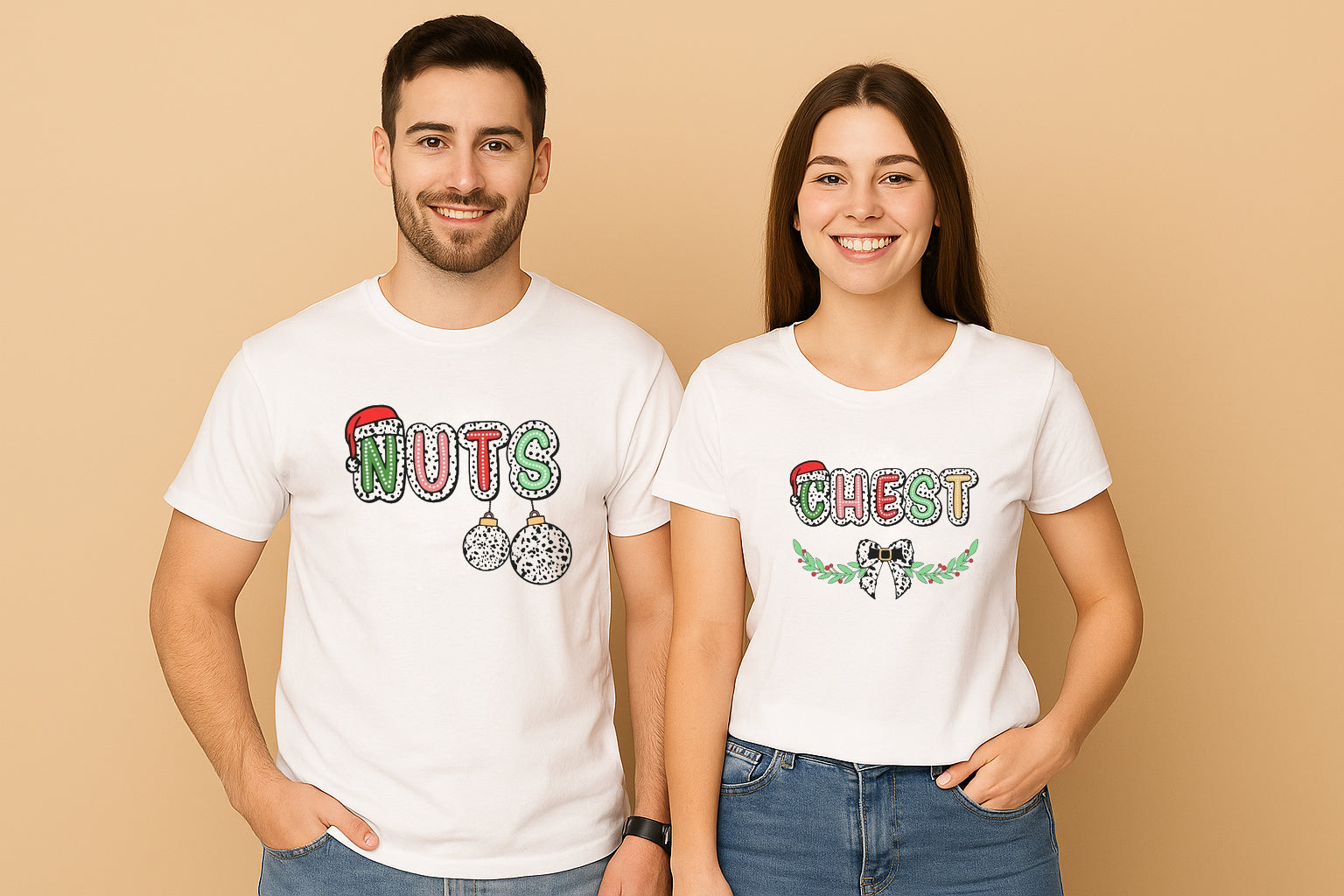 Chest Nuts Christmas Couple T-Shirt