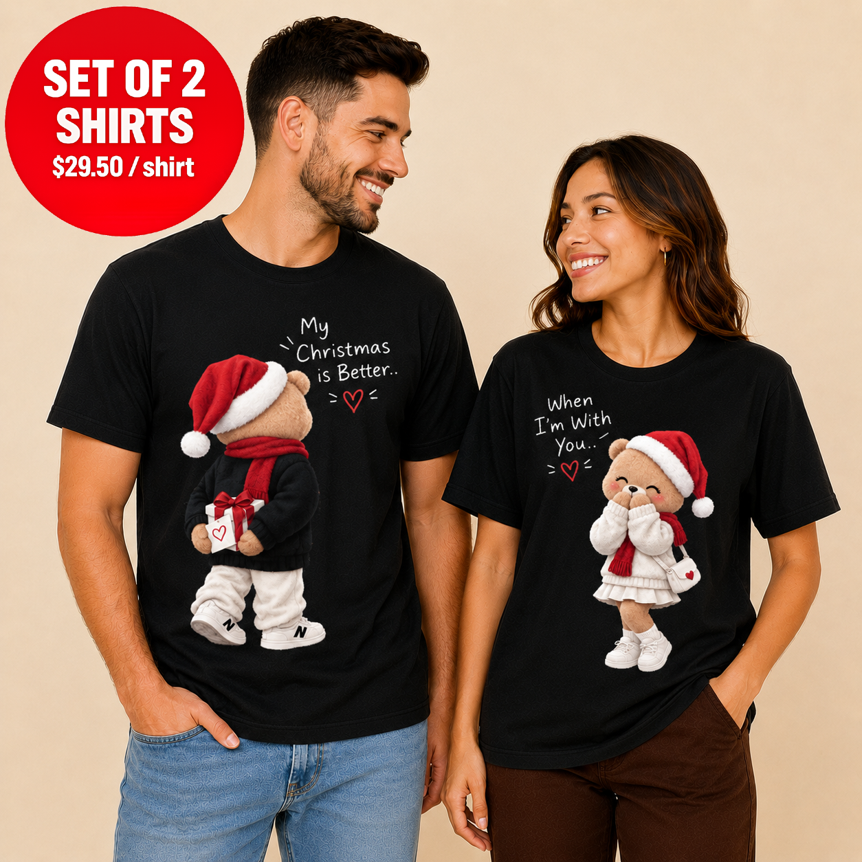 Christmas Bear Couple Tshirt