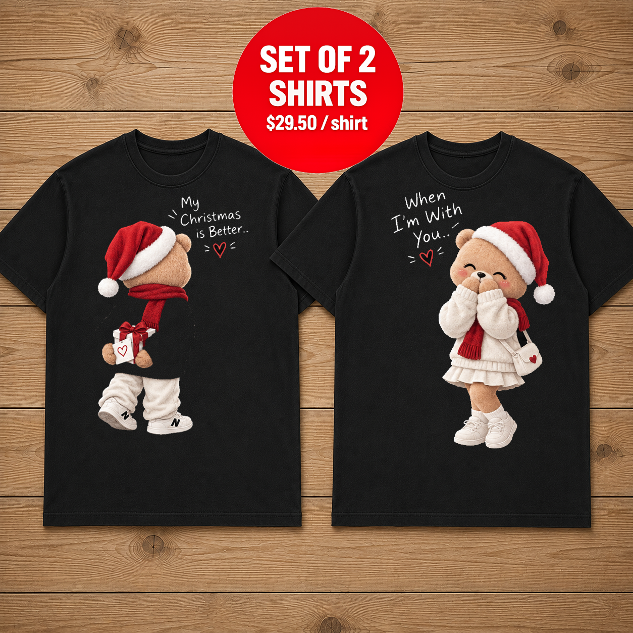 Christmas Bear Couple Tshirt