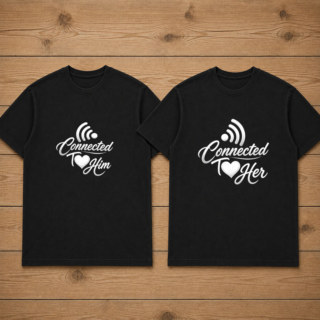 Connected To Her Connected To Him Couple T Shirt