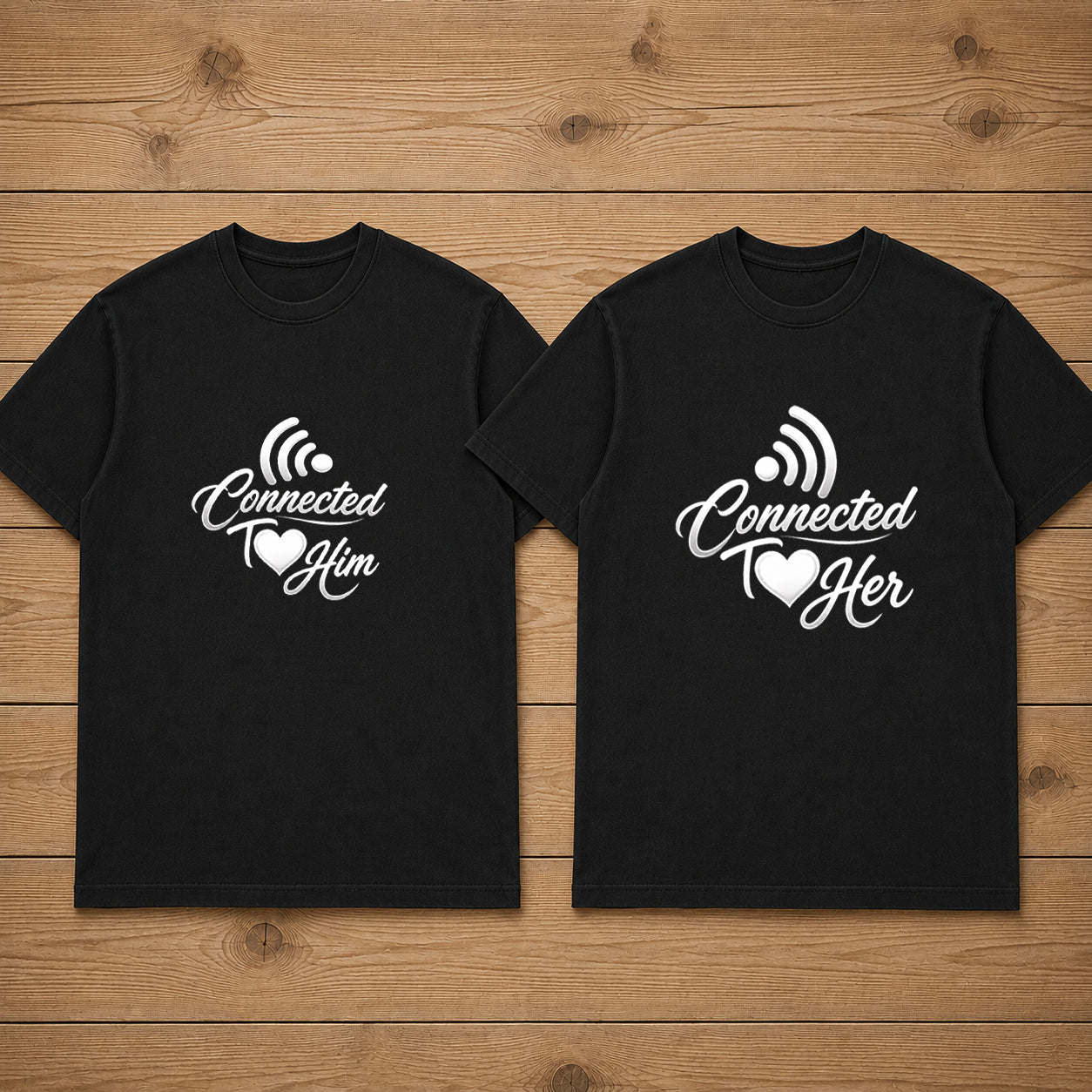 Connected To Her Connected To Him Couple T Shirt