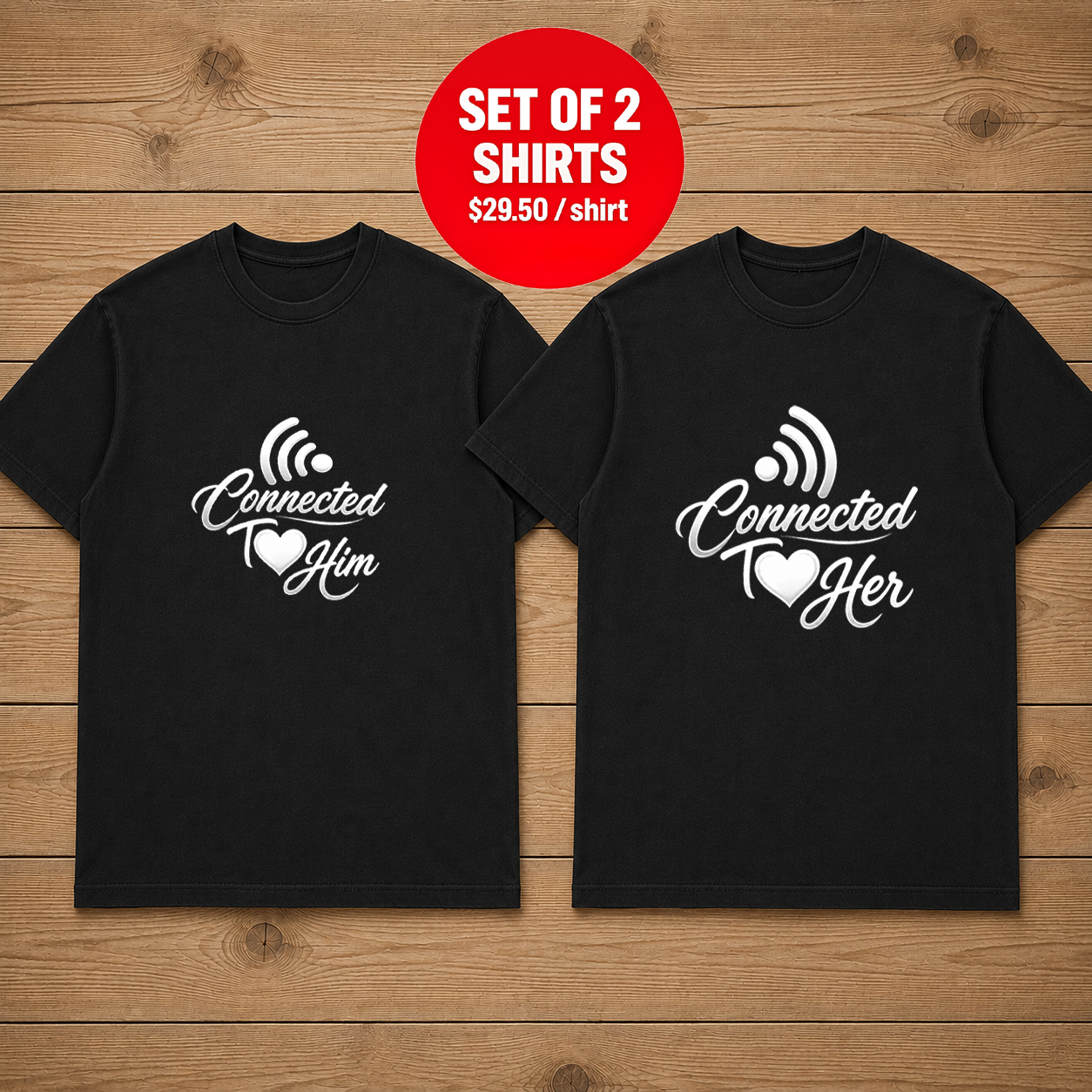 Connected To Her Connected To Him Couple T Shirt