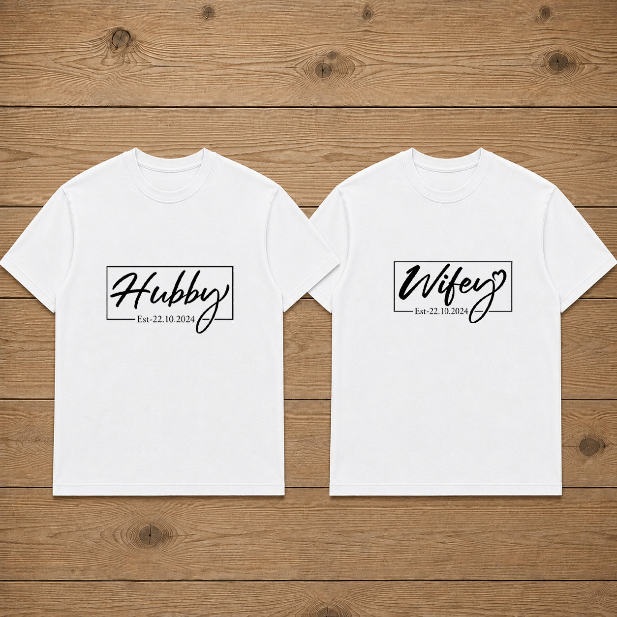 Custom Hubby & Wifey Est Couple T Shirt