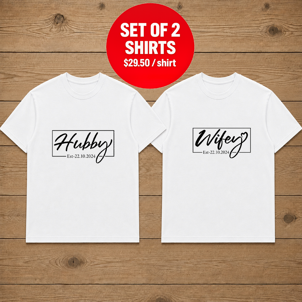 Custom Hubby & Wifey Est Couple T Shirt