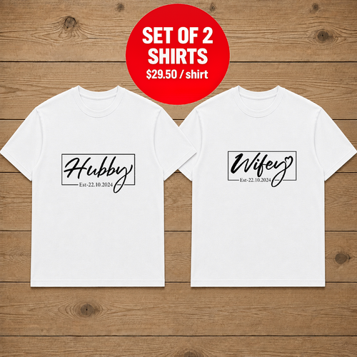 Custom Hubby & Wifey Est Couple T Shirt