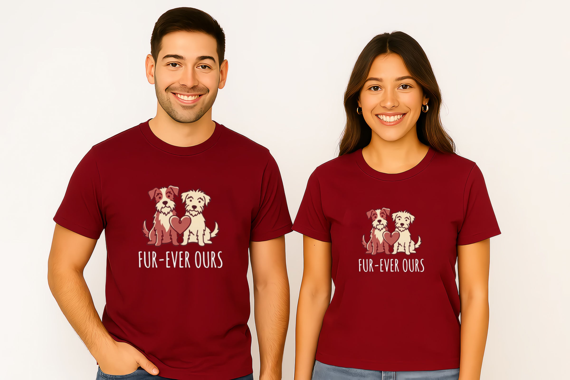 Cute Dog Valentine Fur-ever ours Couple T-Shirt