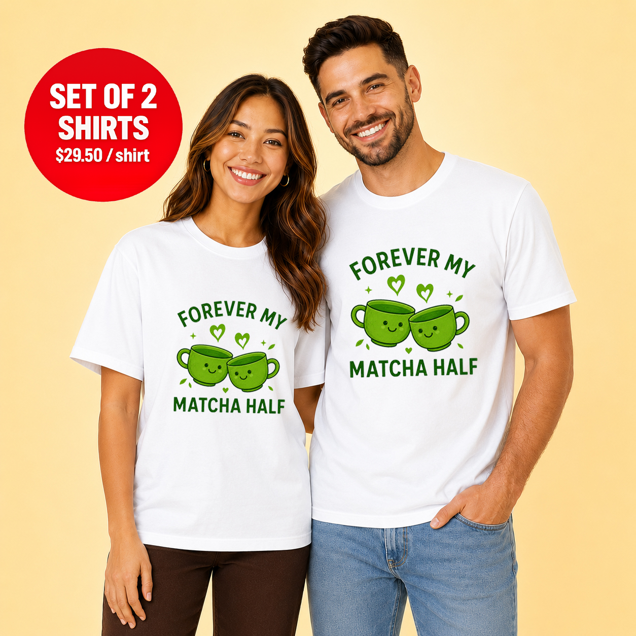 Forever My Matcha Half Cute Matcha Tea Couple T Shirt