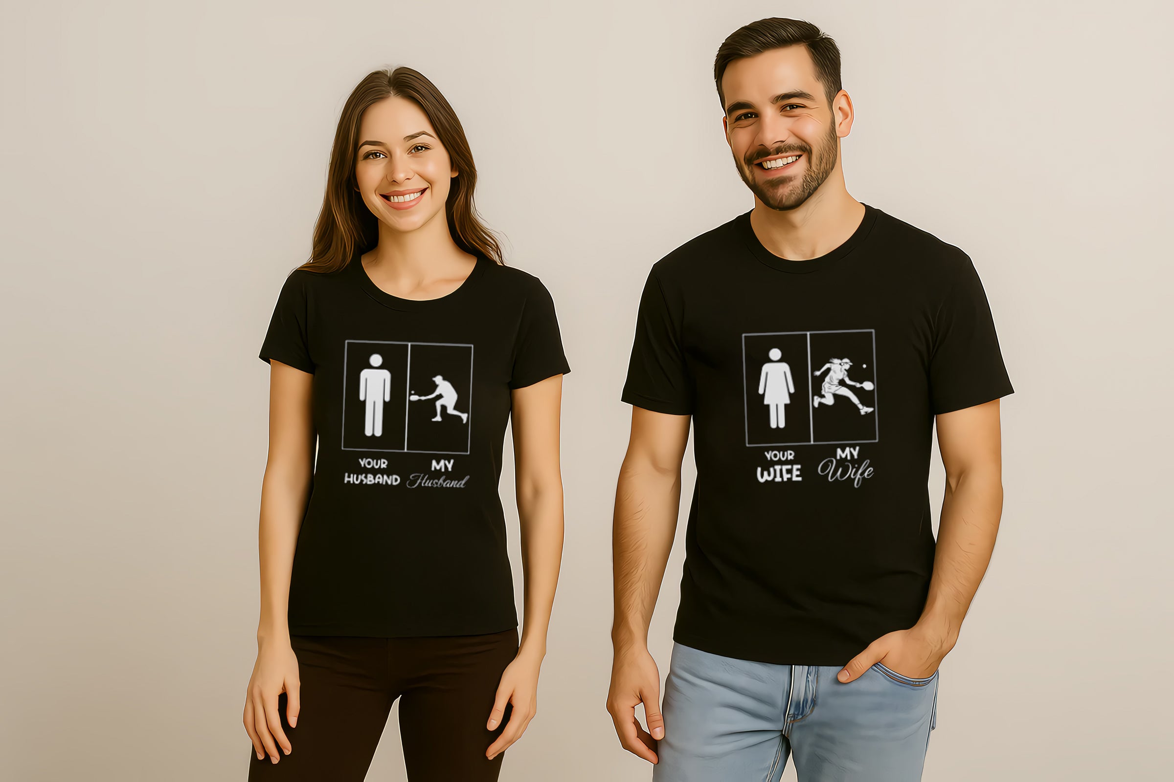 Funny Pickleball Husband Wife Couple T-Shirt