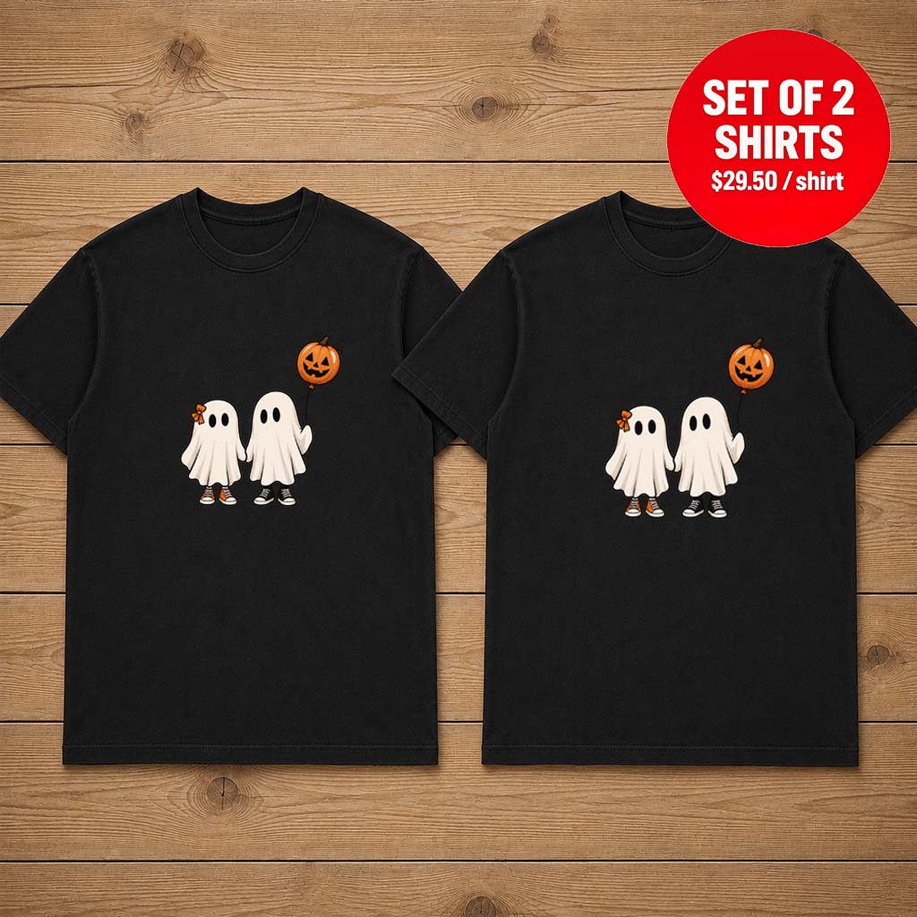 Halloween Couple Cute Spooky Ghost Matching T Shirts