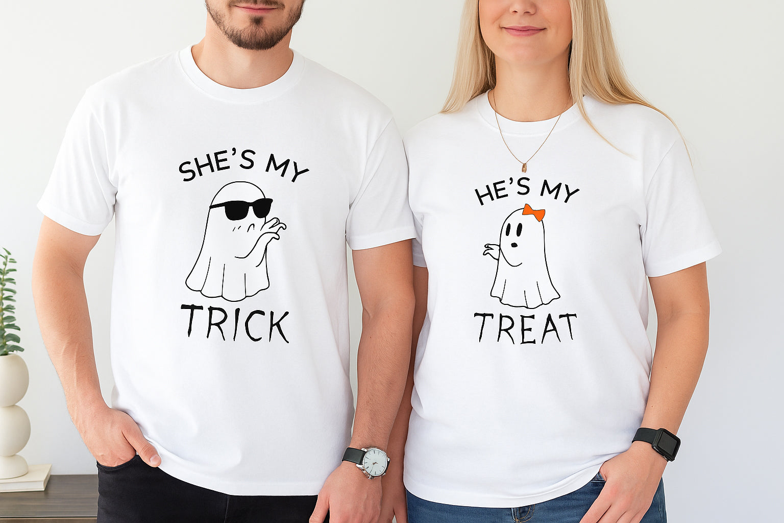 Halloween She's My Trick Couple T Shirt