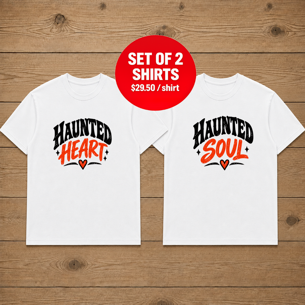Haunted Heart and Haunted Soul Halloween Couple T-Shirt
