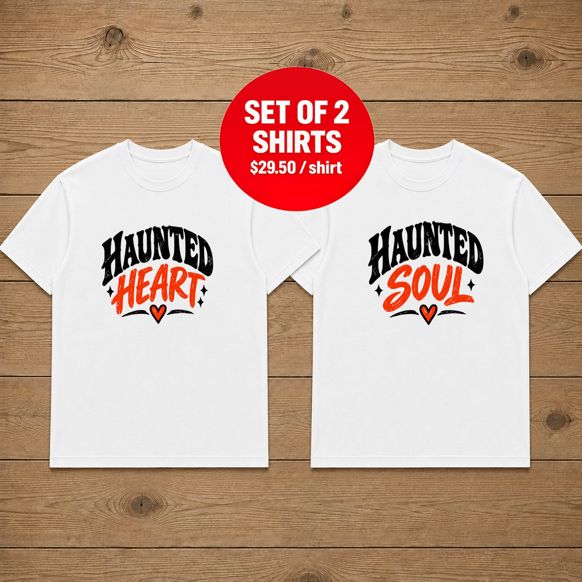 Haunted Heart and Haunted Soul Halloween Couple T-Shirt