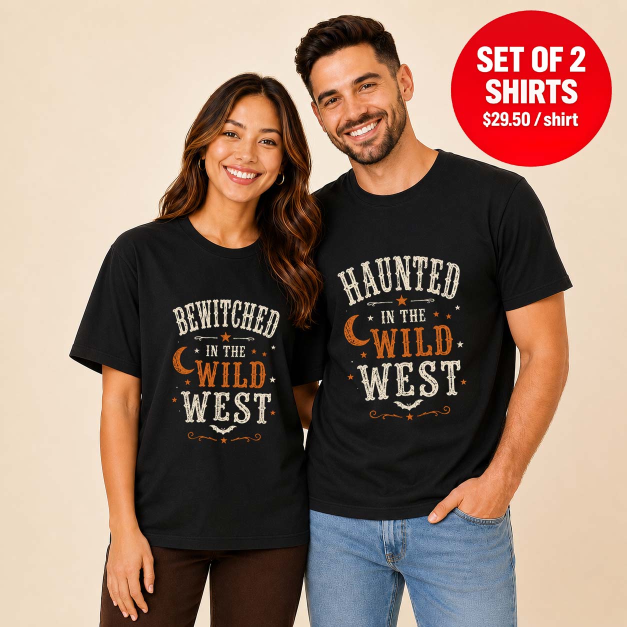 Haunted In The Wild West Bewitched In The Wild West Couple T-Shirt