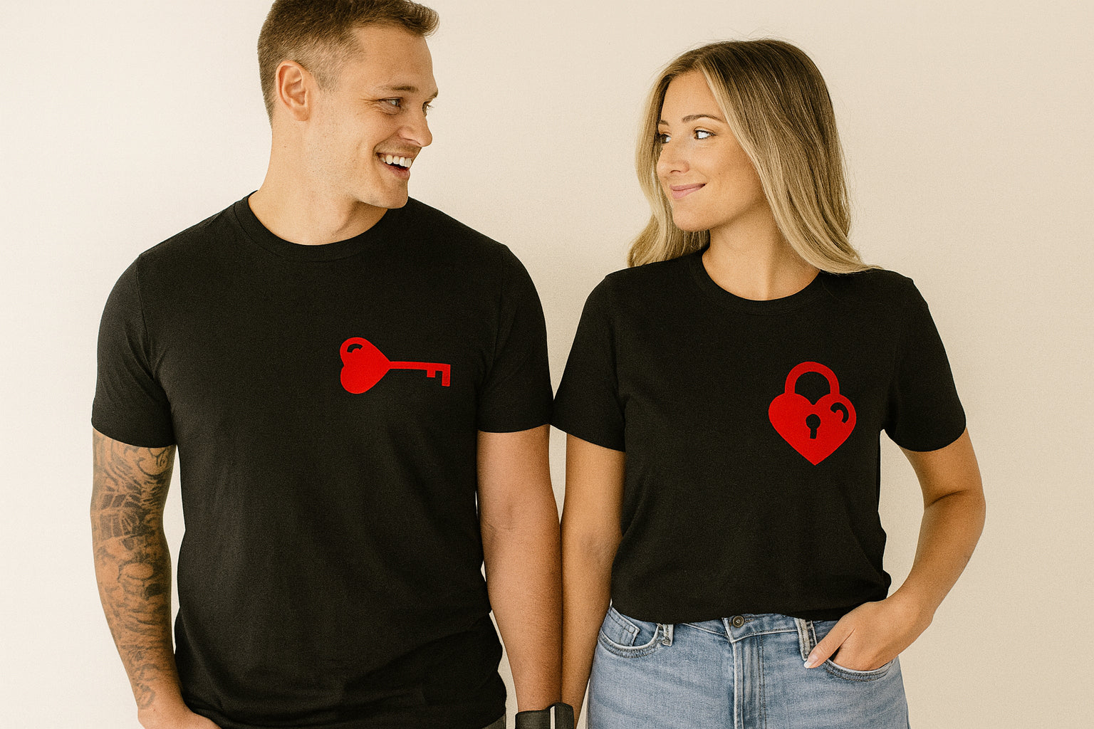 Heart Lock And Key Couple T-Shirt