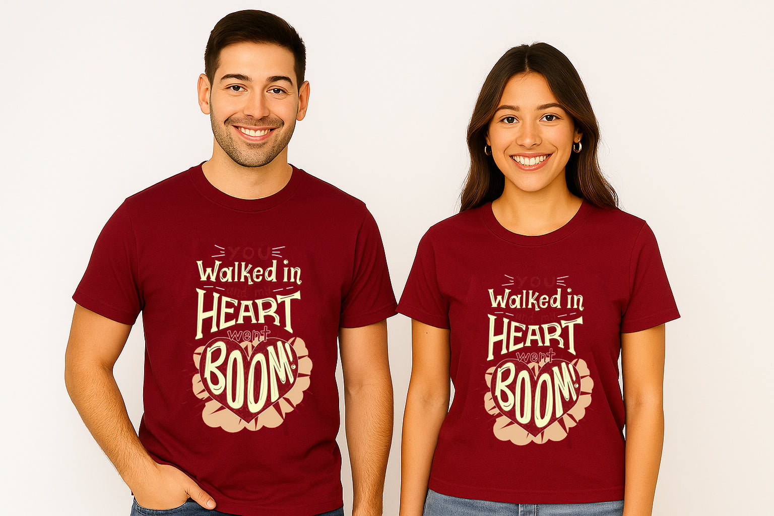 Heart Went Boom Couple T-Shirt