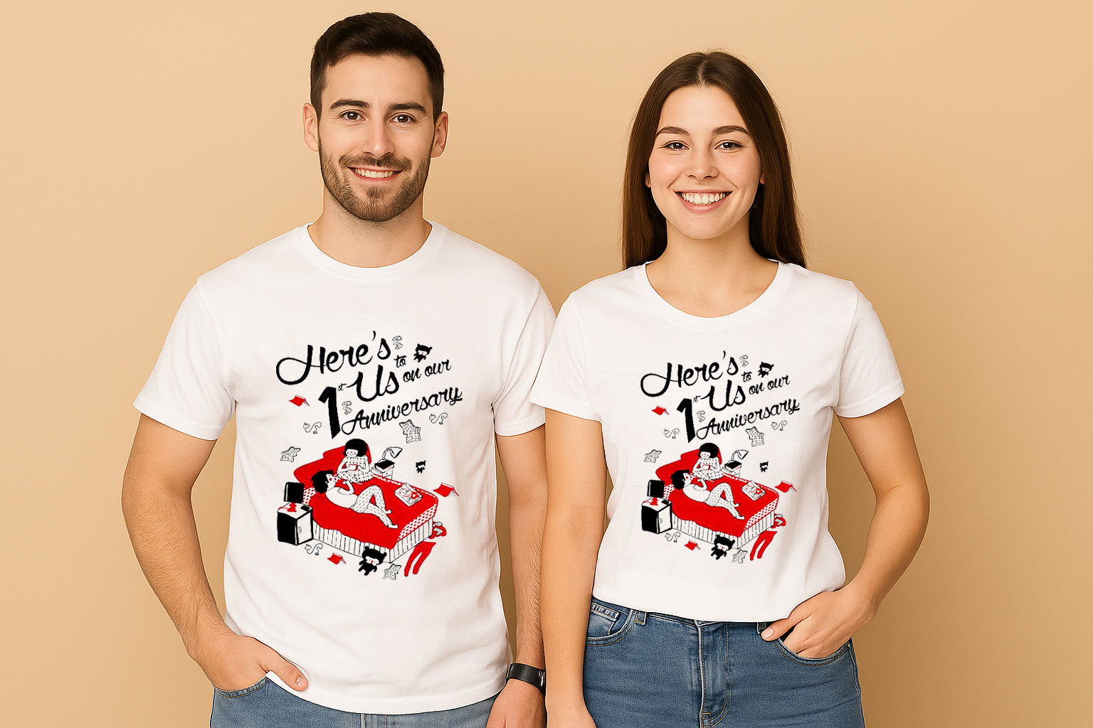 HereS To Us On Our 1 Anniversary Couple T-Shirt