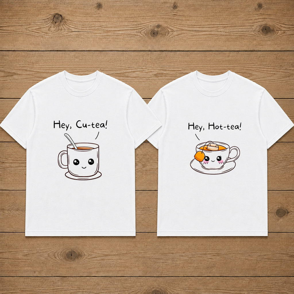 Hey Cutea Hey Hot Tea Couple T Shirt
