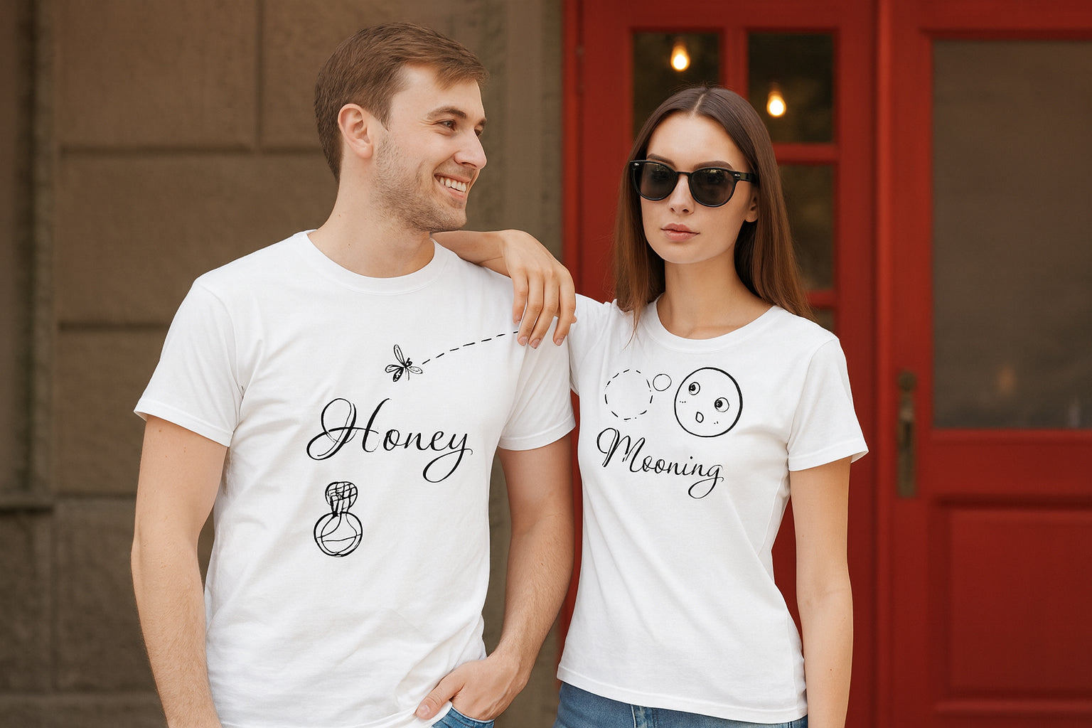 Honey Bee Mooning Couple T Shirt