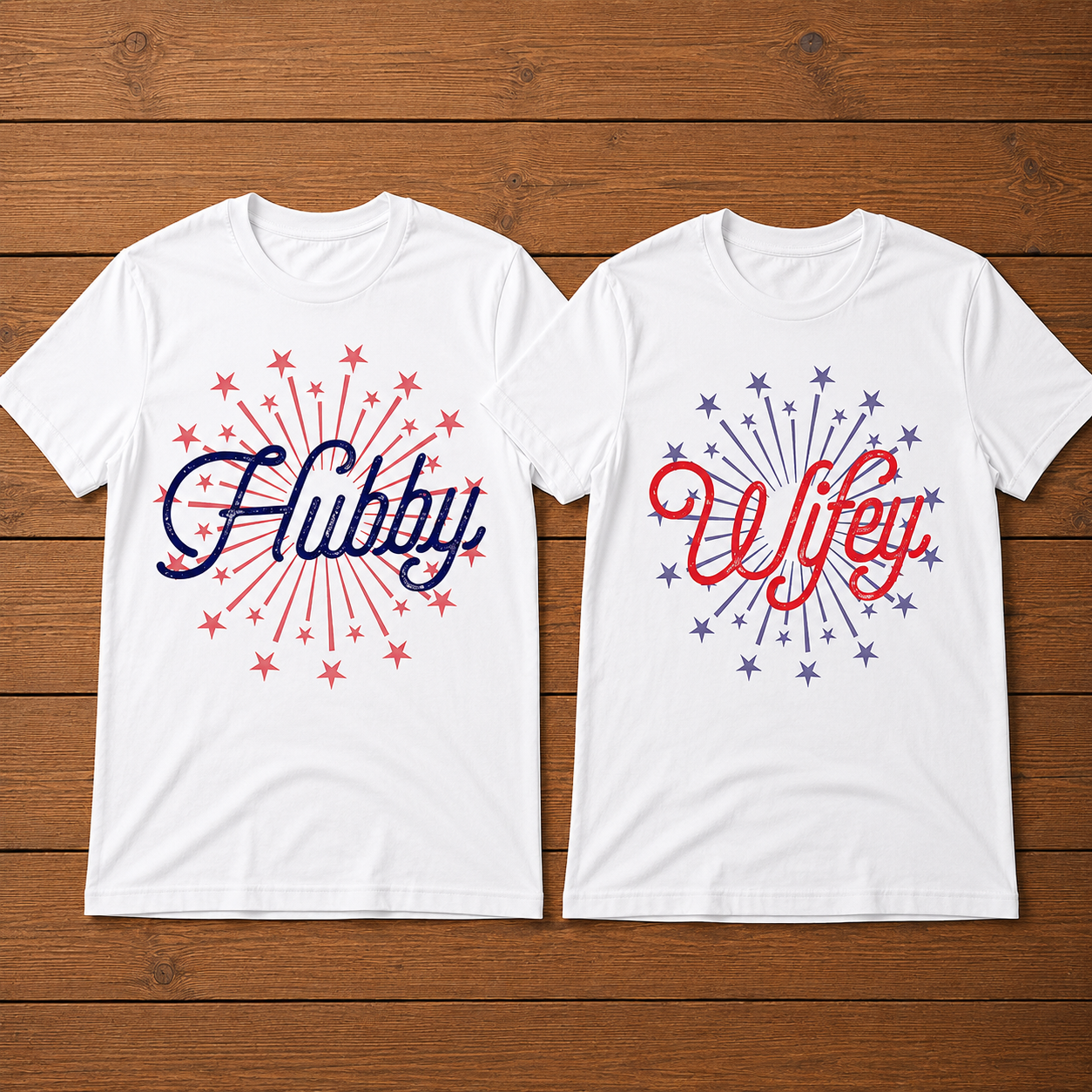 Hubby Wifey Matching Couple T-Shirt