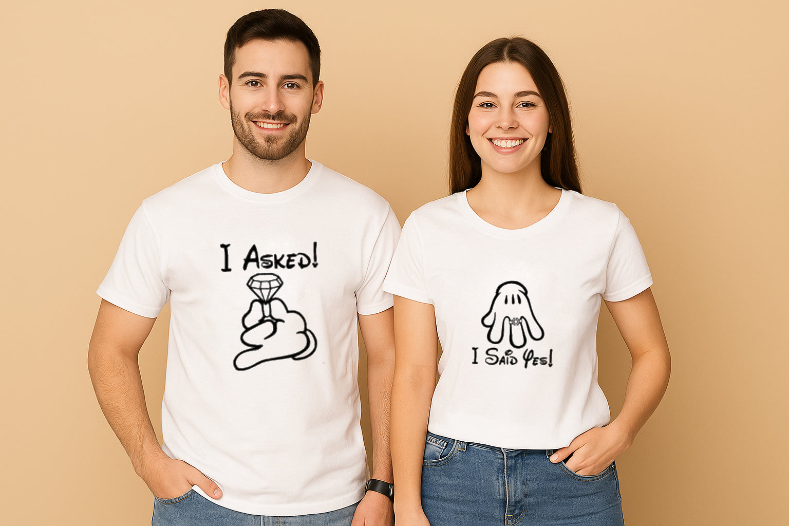 I Asked And She Said Yes Couple T Shirt