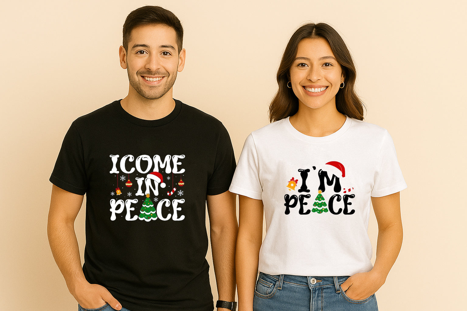 I Come In Peace Christmas Couple T Shirt