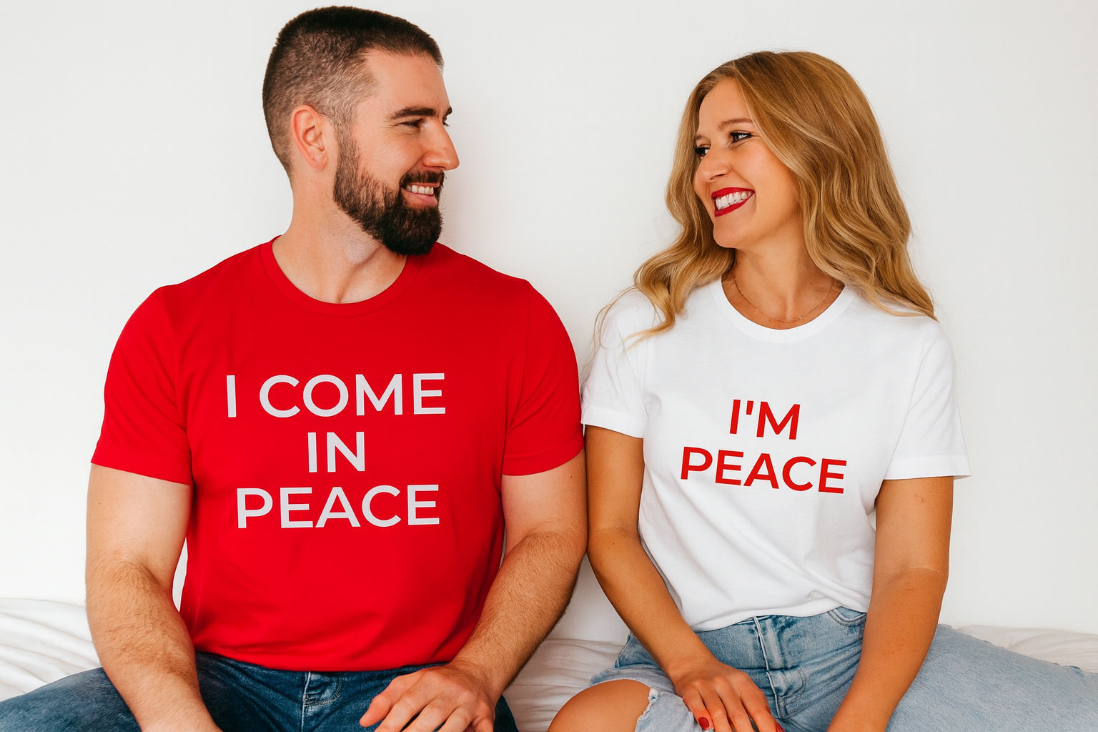 I Come In Peace Couple T Shirt