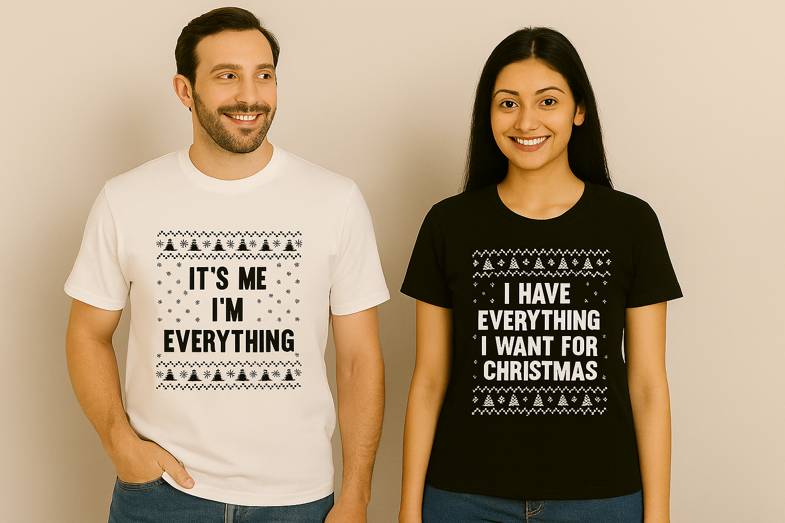 I Have Everything I Want For Christmas Couple T Shirt
