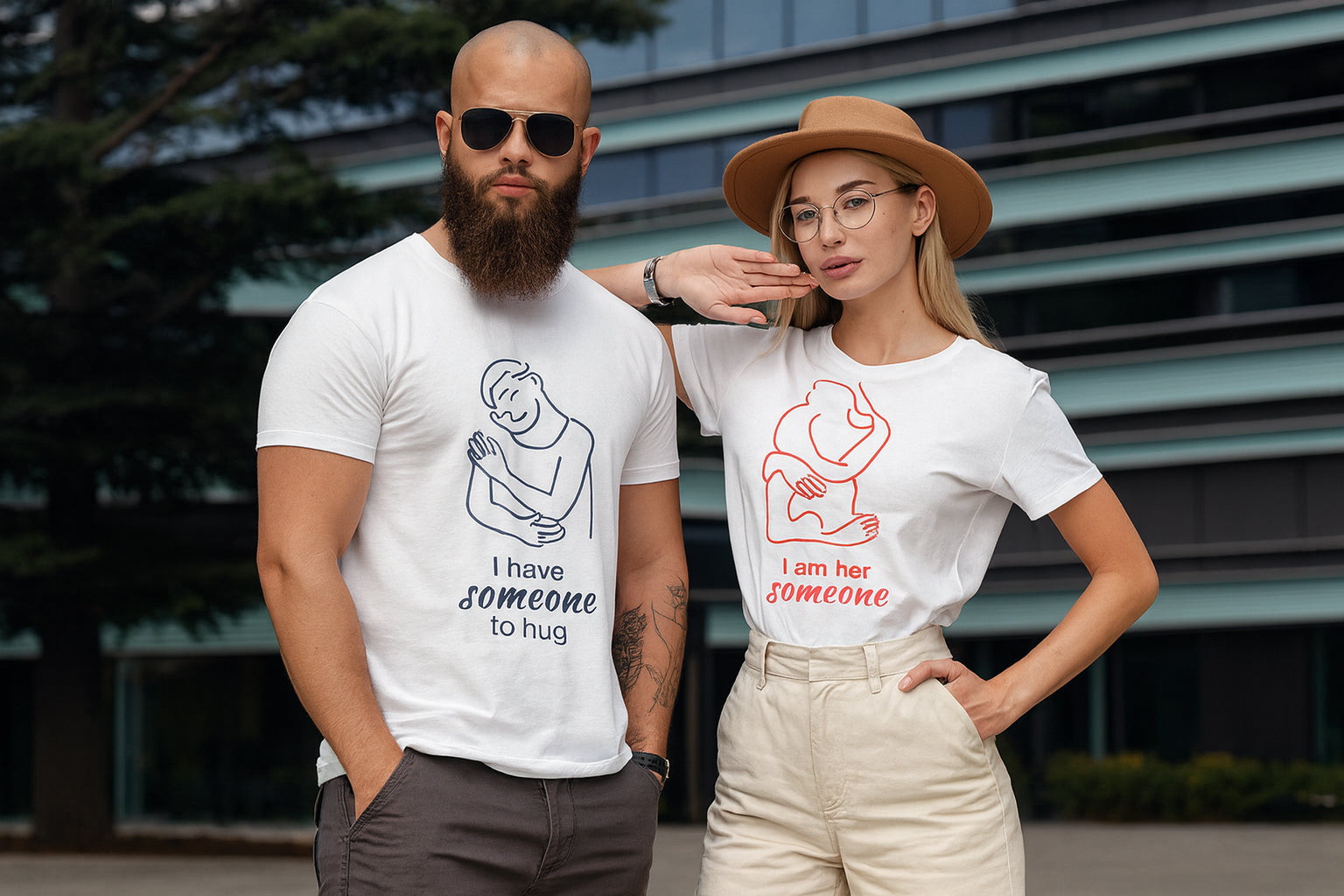 I Have Someone To Hug Couple T Shirt