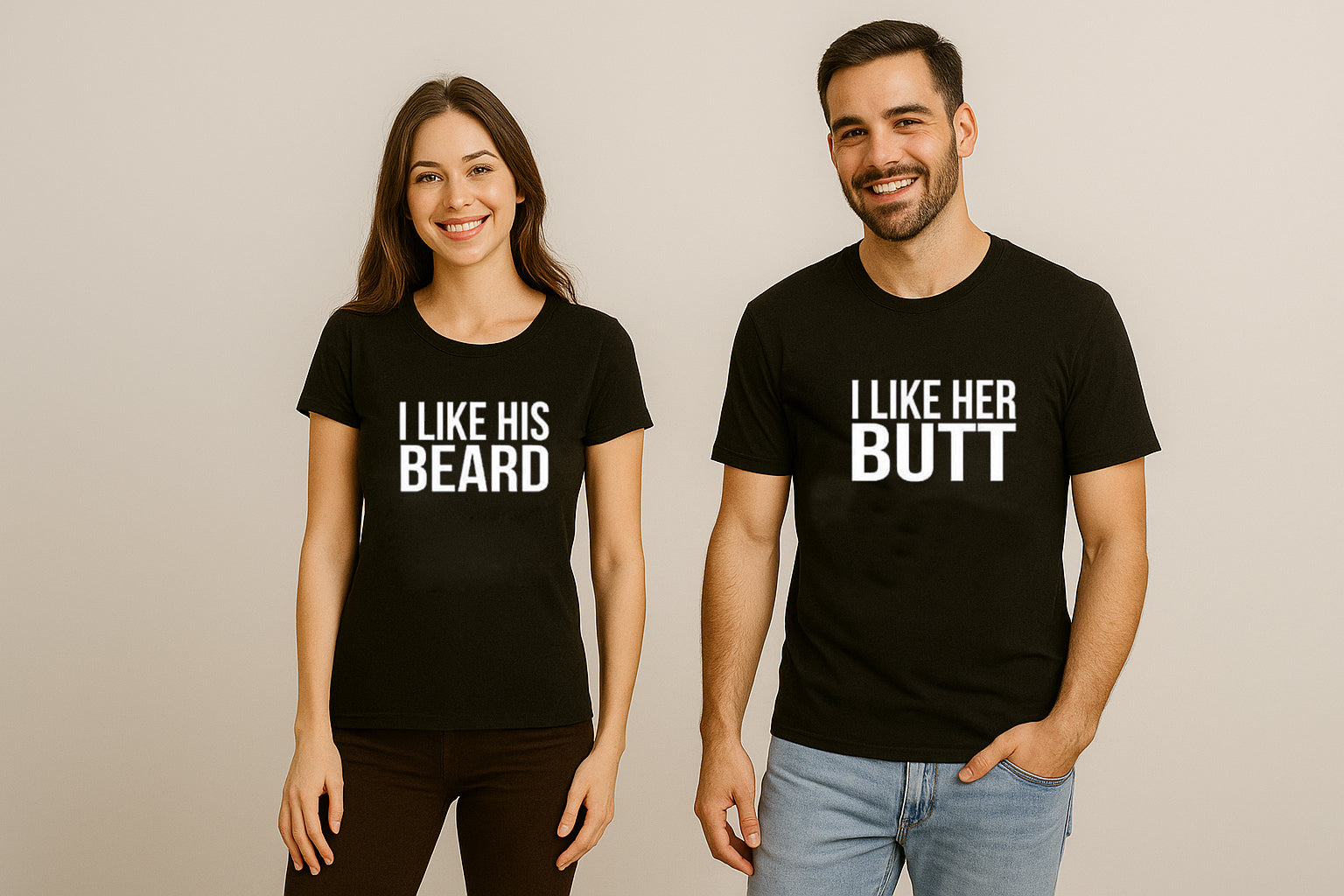 I Like Her Butt I Like His Beard Couple T Shirt